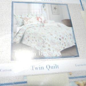 Sea Breeze Pelican bay Sea Shell Quilt & Sham Set TWIN NEW/NWT